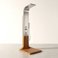 Outdoor Shower Tower Built for Resort-Level Luxury, Teak & Steel Design, Thermostatic Mixer, Rainfall Canopy