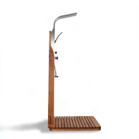 Outdoor Shower Tower Built for Resort-Level Luxury, Teak & Steel Design, Thermostatic Mixer, Rainfall Canopy